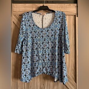Philosophy Blue and White Patterned Blouse